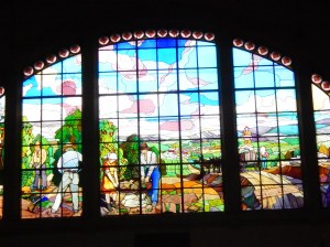 stained glass window at the market