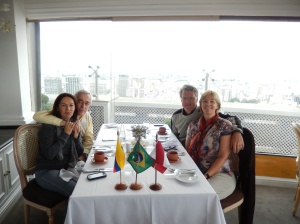 Jaime & Marta; Don & Freda. Love that the restaurant placed our national flags to welcome us (Colombia, Brasil, Canada)