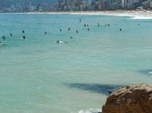 there were several surfers waiting for their wave
