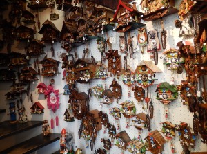 a large selection inside the cuckoo clock store