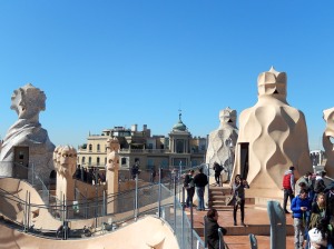 like everything Gaudi did, there are no straight lines even on the roof