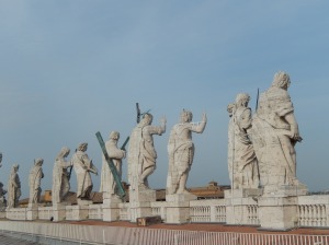 I love the view from behind of the statues lining the basilica entrance