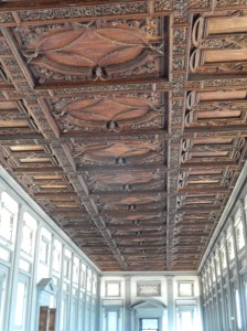 gorgeous coffered-wood ceiling