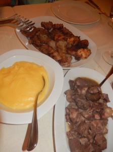 3rd course - a fabulous boar stew, more polenta, a plate of mixed meats :O