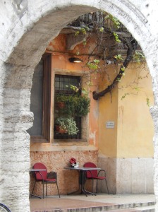 picturesque window through an arch