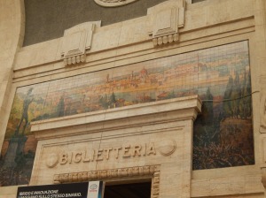 beautiful mosaics in the station, of different Italian cities (here, Florence)