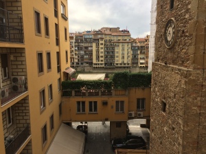 view from our hotel window - just beyond the greenery is the hard-to-see Arno River