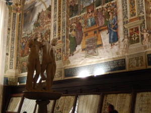frescoes, music scores, the Three Graces