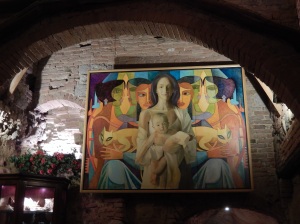 loved this modern 'Madonna and Child" in the restaurant