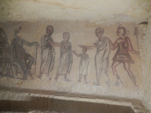 inside the tombs, painted walls