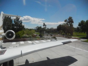 private jet and view of grounds