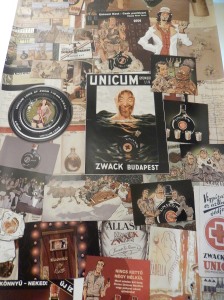 posters from over the years, advertising Unicum