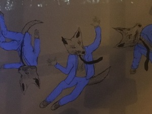 blue foxes, cavorting