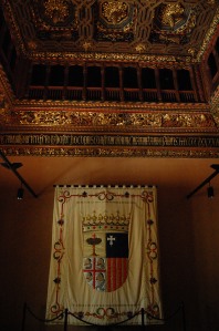 coat of arms for the province of Aragon, and stunning ceiling detail