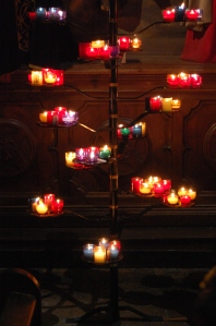 candle offerings, inside the church