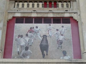 this mosaic was on the wall of the bull ring