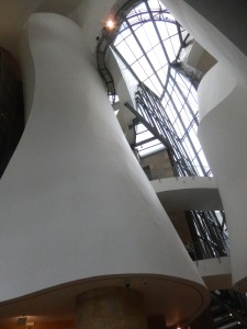 inside - this reminded me of the Dancing building in Prague
