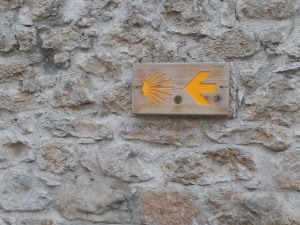 this town in on the northern route of the famous Camino de Santiago, and this sign points the Way
