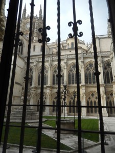 from the lower cloisters, looking out
